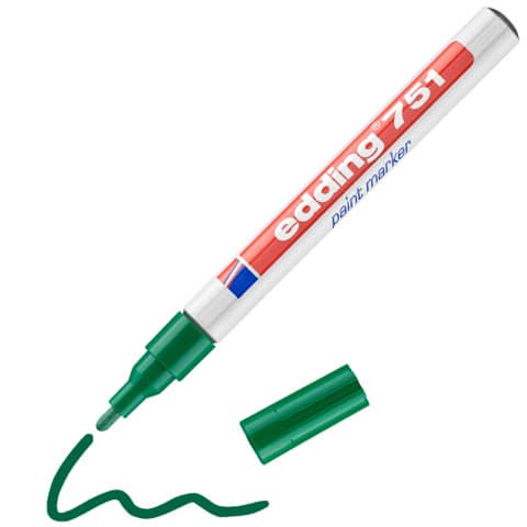 Marcatore a vernice edding 751 punta conica 1-2 mm verde E-751 004